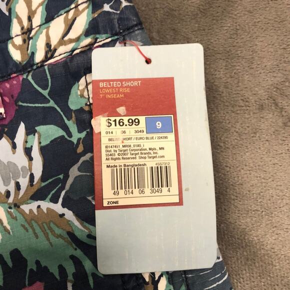 Mossimo Floral Print Cotton Shorts NWT Juniors Size 9 Convertible Length - Picture 5 of 8